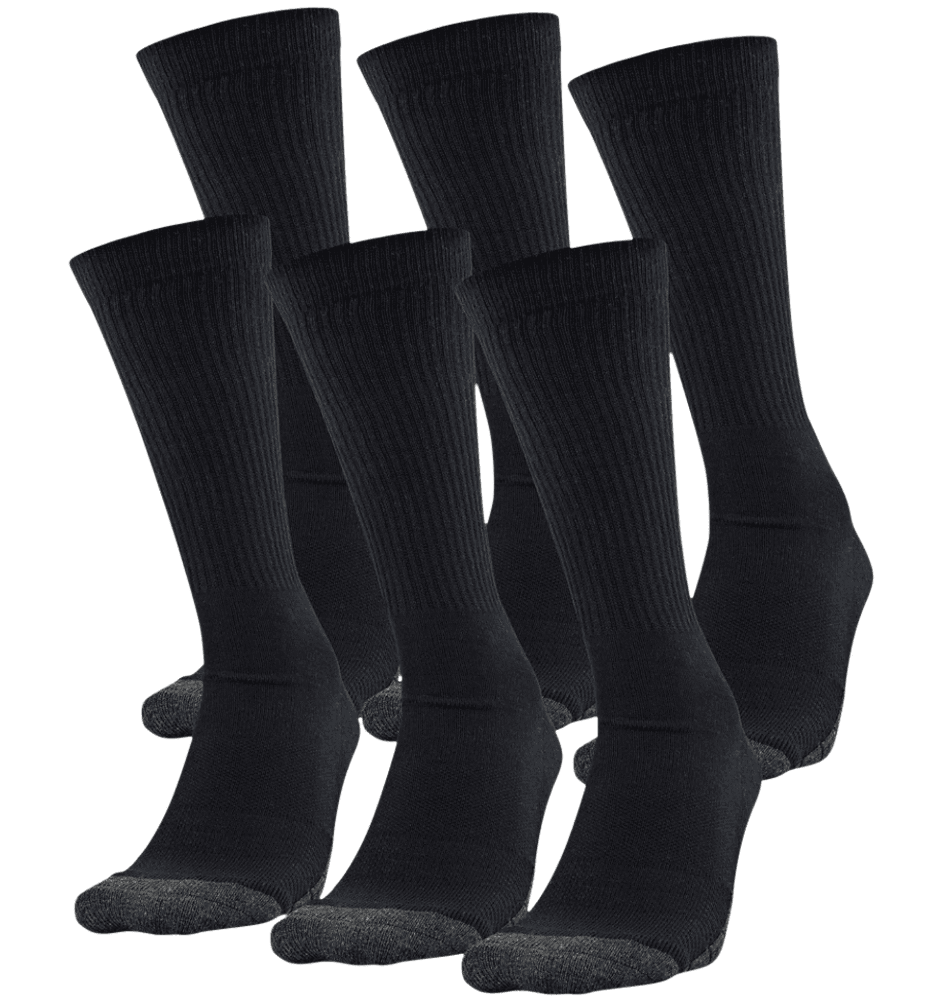 Under Armour Unisex UA Performance Tech Crew 6-Pack Socks - Black, M